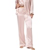 image:imagePapinelle Womens Premium Mulberry Silk Piped Full Length Pajama Set  100 Silk ButtonUp Top amp Drawstring Waist PantsPapinelle Pink