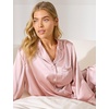 image:imagePapinelle Womens Premium Mulberry Silk Piped Full Length Pajama Set  100 Silk ButtonUp Top amp Drawstring Waist PantsPapinelle Pink