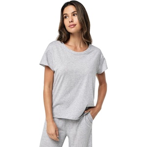 image:imagePapinelle Womens Jada Organic Cotton Knit Boxy Tee  Soft Short Sleeve Crew Neck Loose amp Comfortable Loungewear amp SleepwearGrey